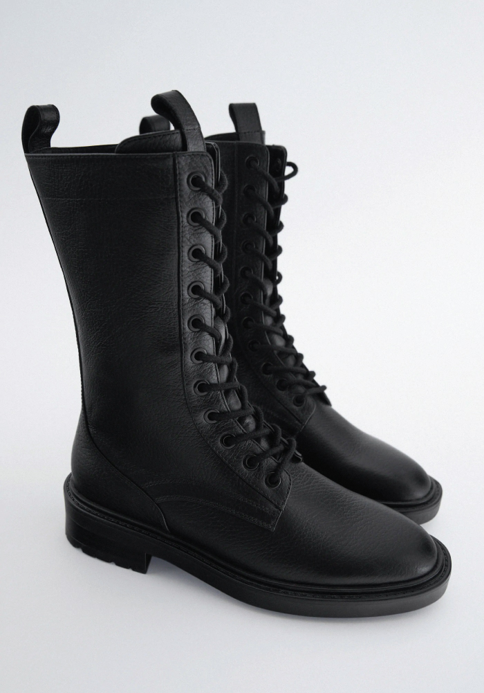 flat combat lace up boots