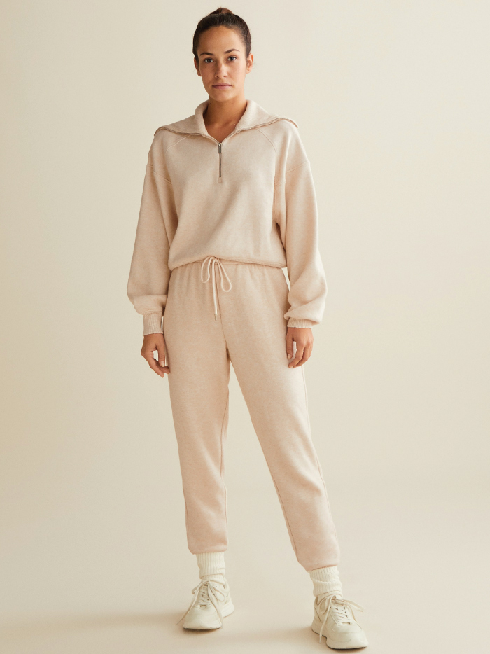 Activewear Trends In 2021 That Will Inspire You To Workout: Oysho Beige Knit Tracksuit.
