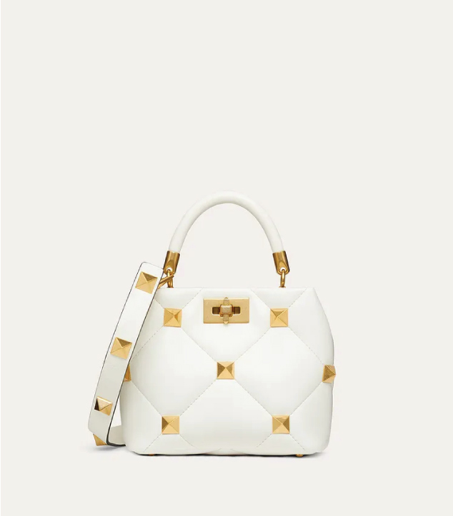 The Designer Bags Of 2021. Valentino Small Roman Stud Handle Bag White