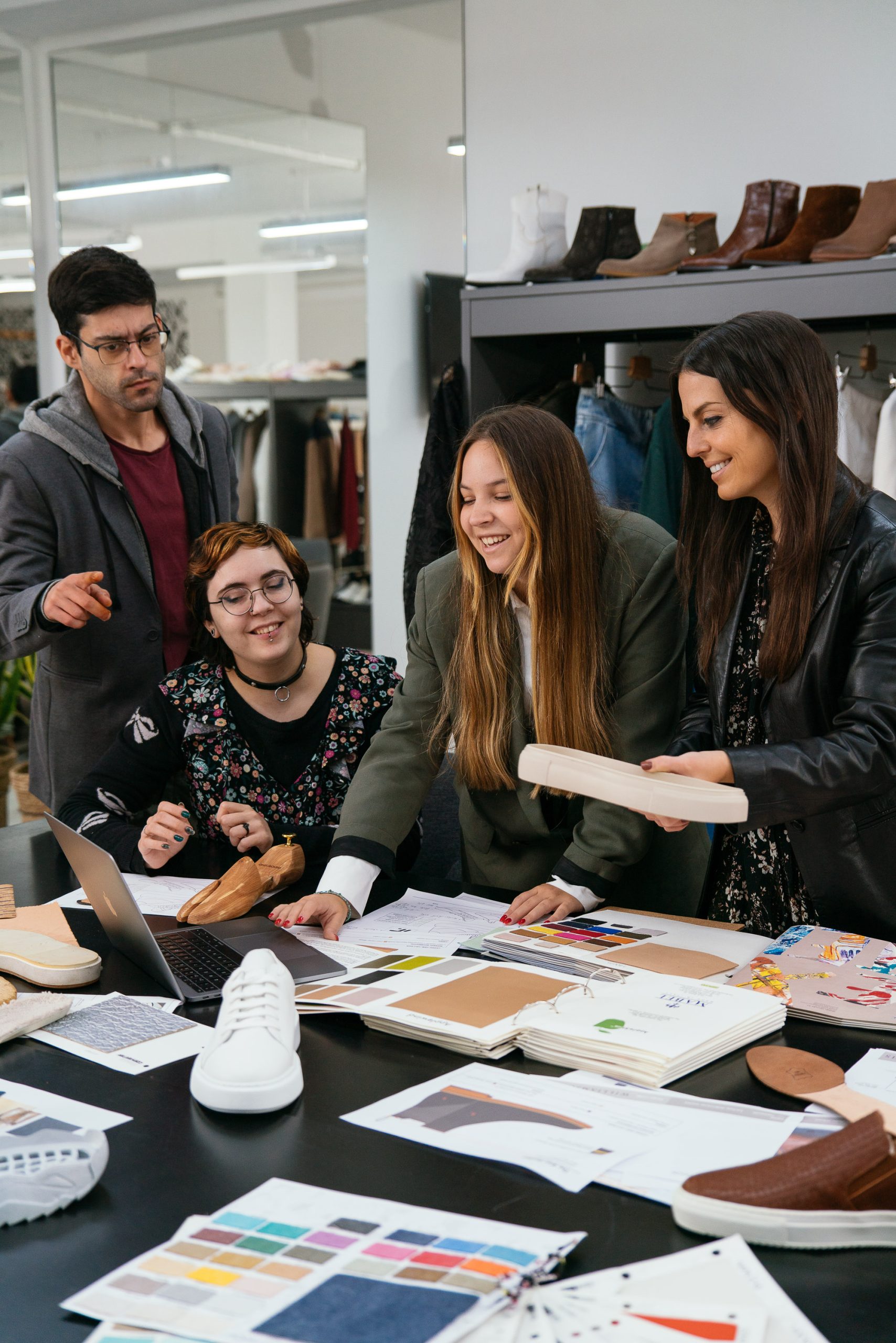 Portugal Shoes team meeting, planning a sustainable shoe collection.