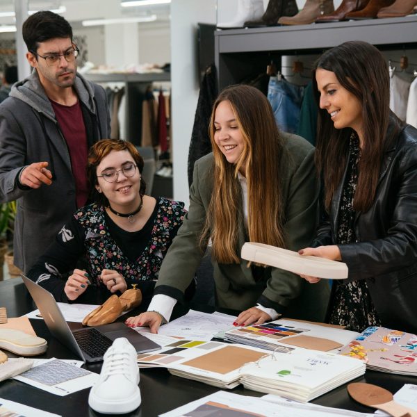 Portugal Shoes team meeting, planning a sustainable shoe collection.